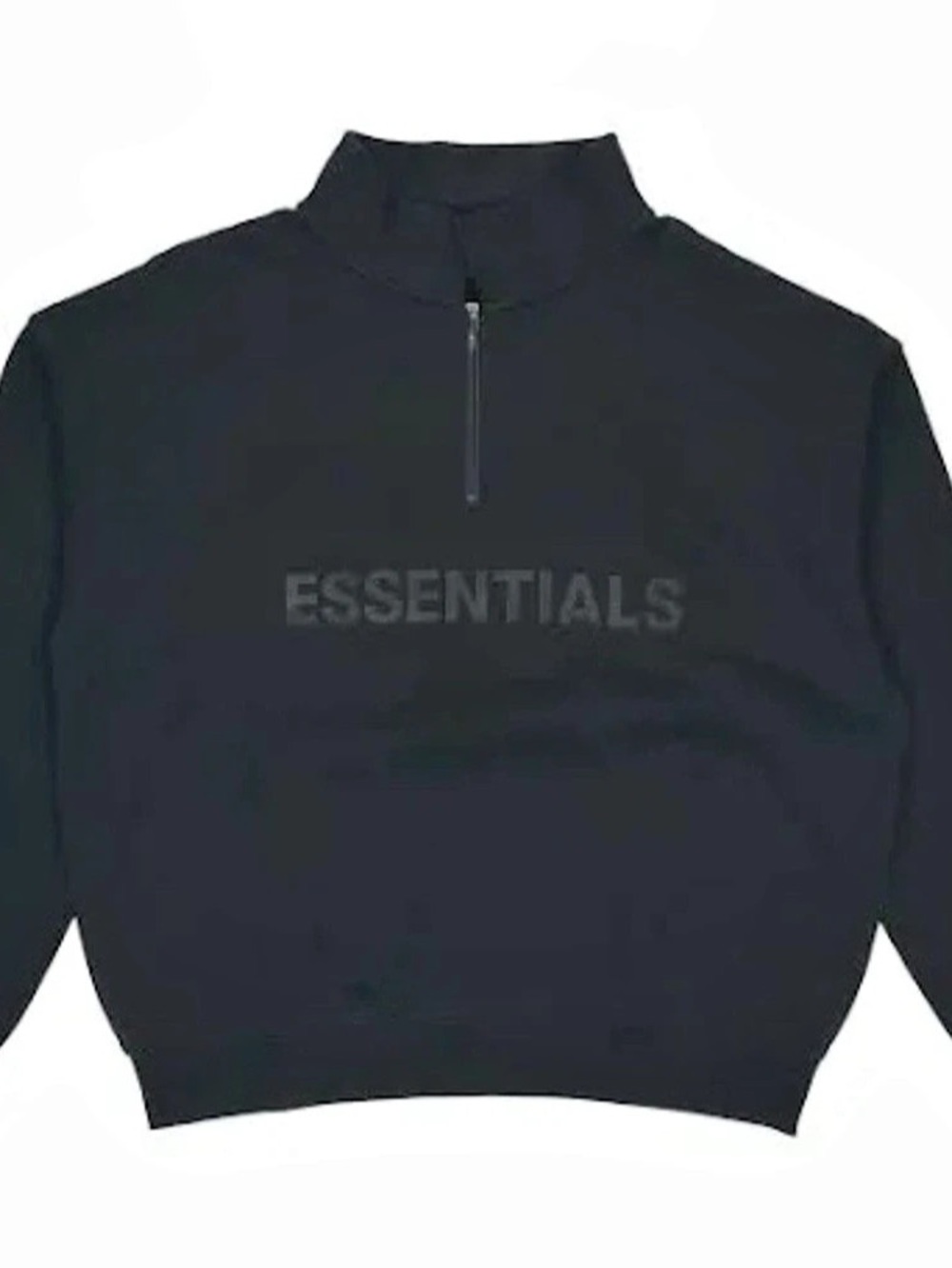 ESSENTIALS FEAR OF GOD 1/4 Zip Pullover Black Quarter-Zip Pullover Size Medium